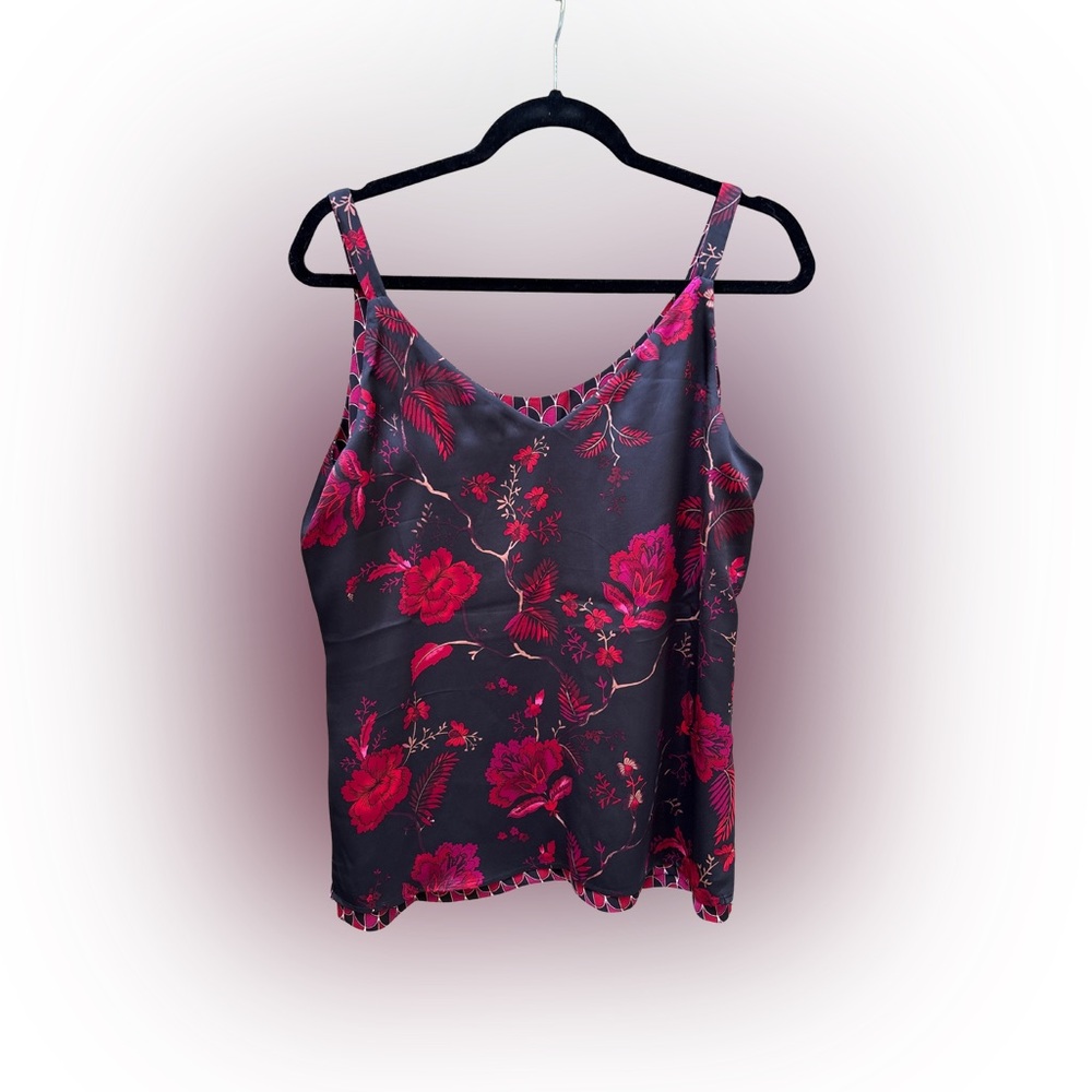 WHBM reversible silky cami, red & black, size M